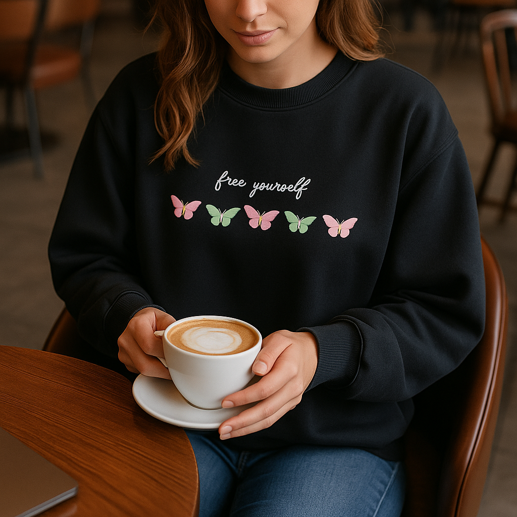 Butterfly Embroidered Sweatshirt
