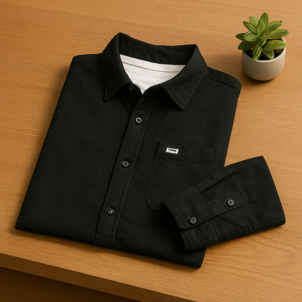 Men’s Plus Size Long Sleeve Button-Up Shirt