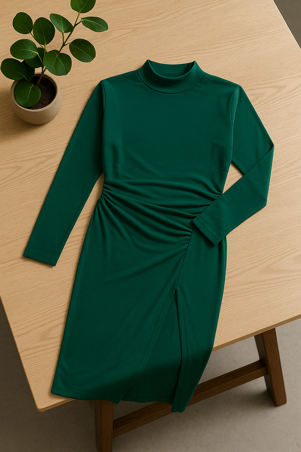 Ruched Long Sleeve Maxi Dress