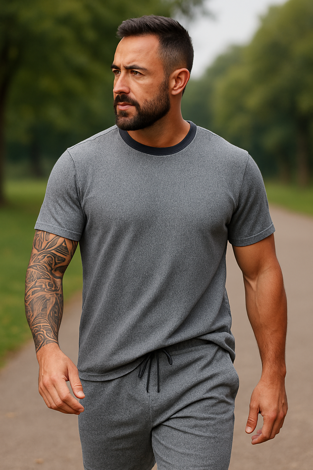 Men’s Round Neck Top & Shorts Set