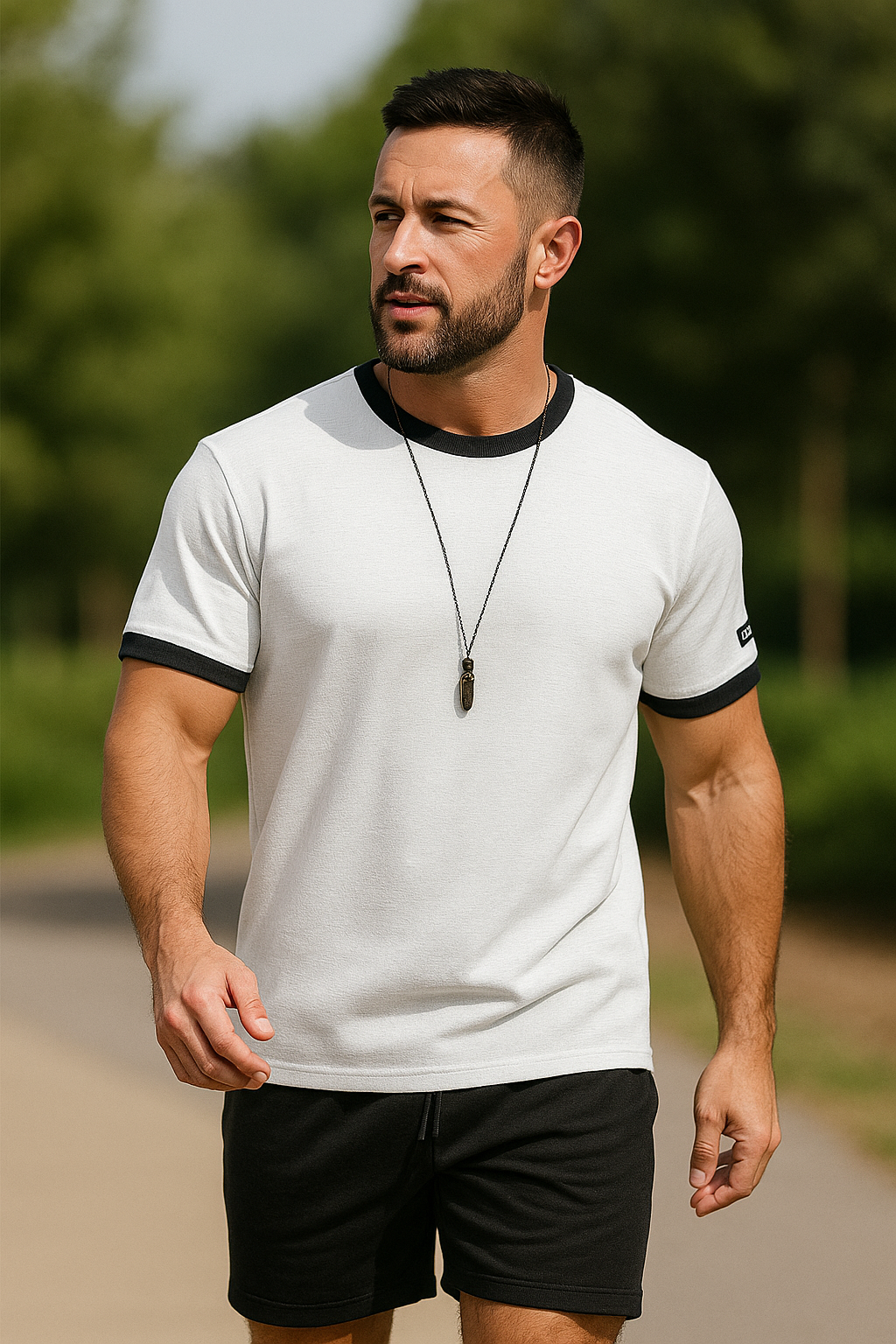 Men’s Round Neck Top & Shorts Set